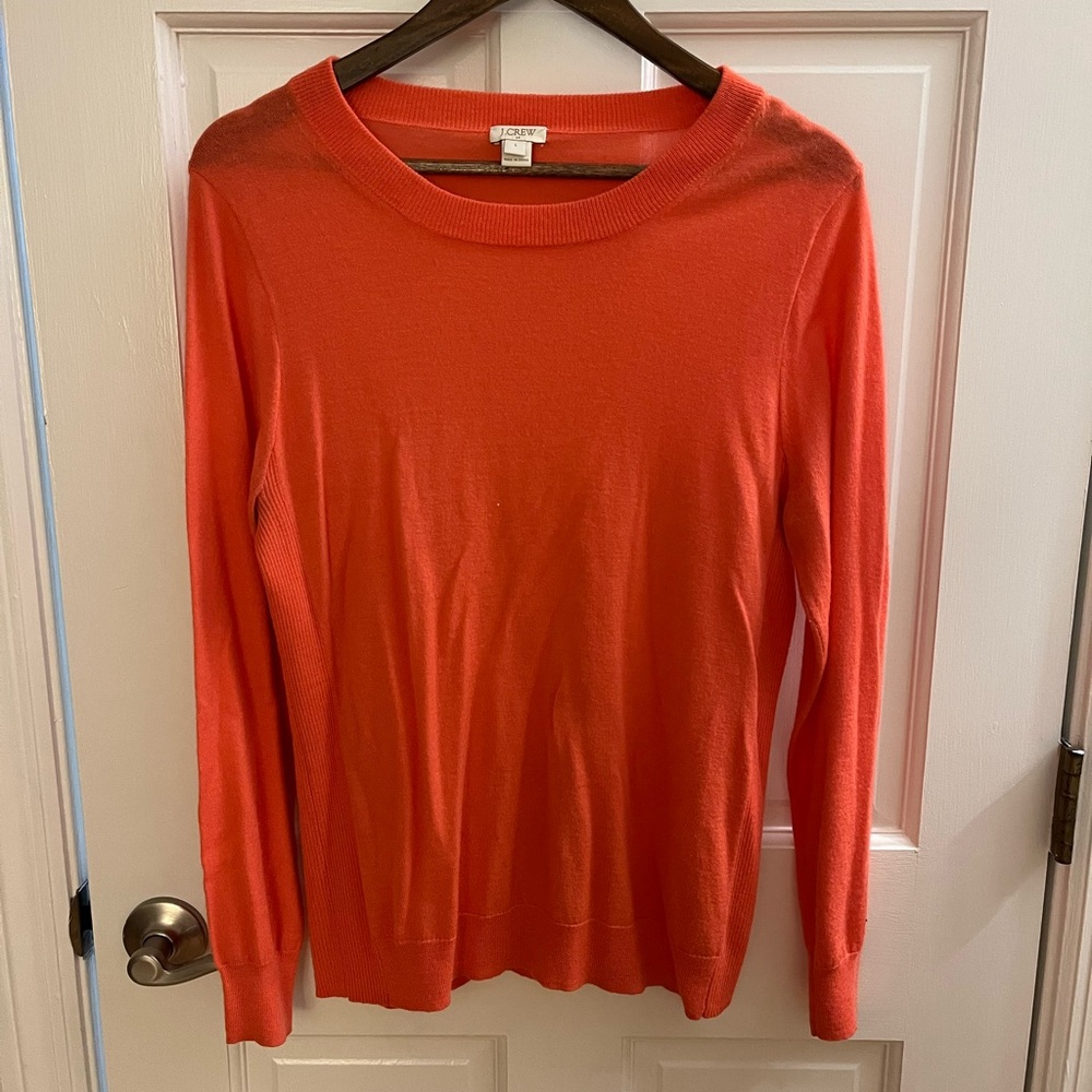 JCrew Peach Crew Neck Wool Blend Sweater